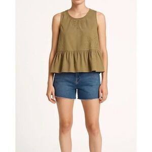 Madewell Women’s Embroidered Sleeveless Peplum Tank Top Size XS